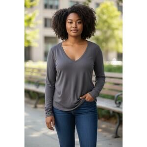 Athleta Long Sleeve Shirt – Size Large – Gray – Super Soft Modal Blend